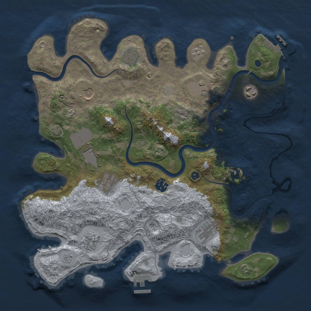 Rust Map: Procedural Map, Size: 3750, Seed: 214874146, 16 Monuments