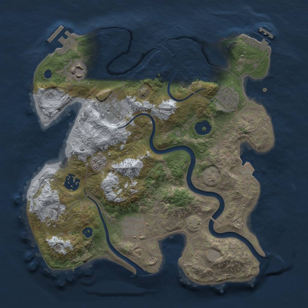 Rust Map: Procedural Map, Size: 3000, Seed: 1147626019, 12 Monuments