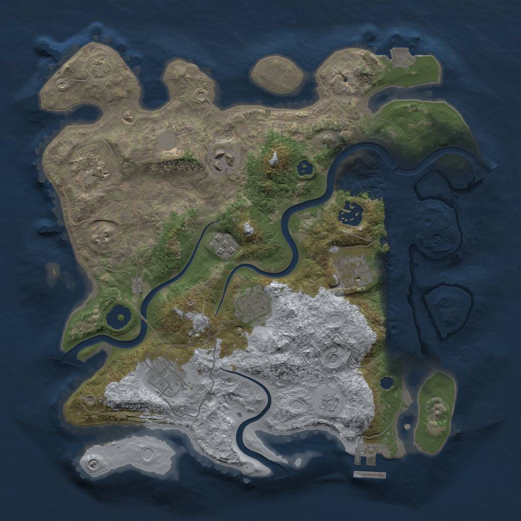 Rust Map: Procedural Map, Size: 3250, Seed: 978765444, 12 Monuments