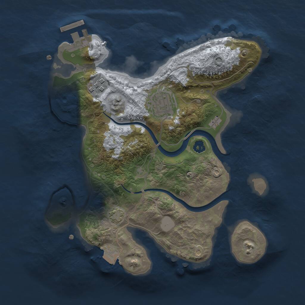 Rust Map: Procedural Map, Size: 2500, Seed: 1001502736, 5 Monuments