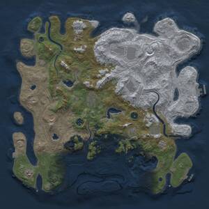 Thumbnail Rust Map: Procedural Map, Size: 4500, Seed: 1286408543, 17 Monuments
