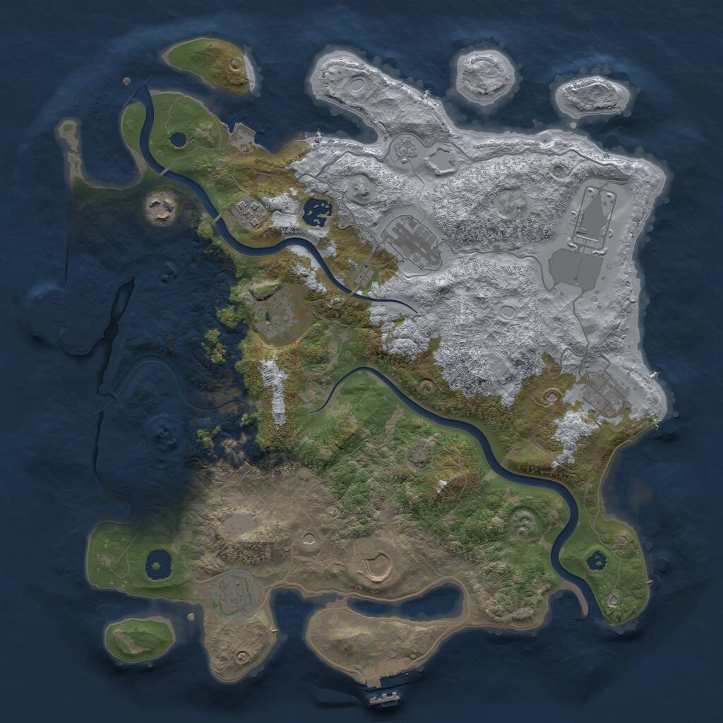 Rust Map: Procedural Map, Size: 3750, Seed: 383653, 15 Monuments
