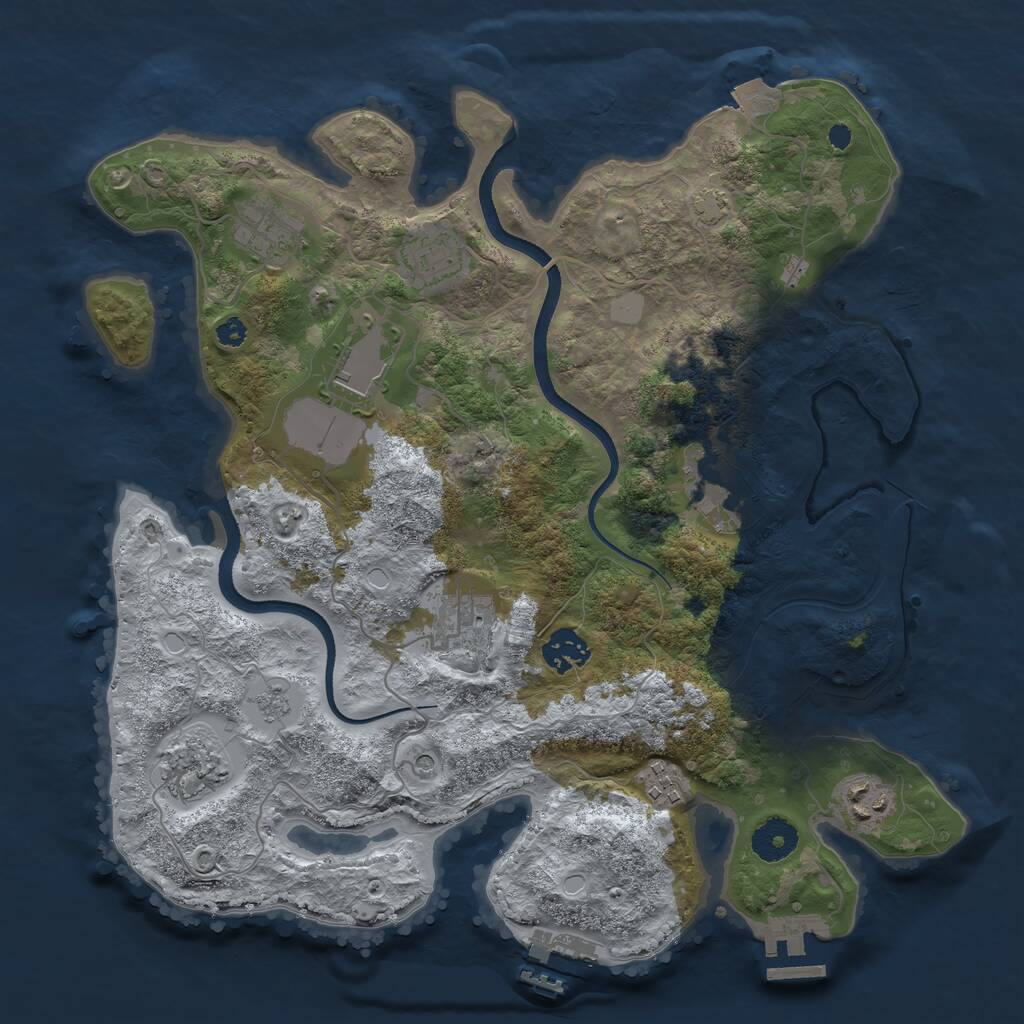 Rust Map: Procedural Map, Size: 3500, Seed: 455691926, 15 Monuments