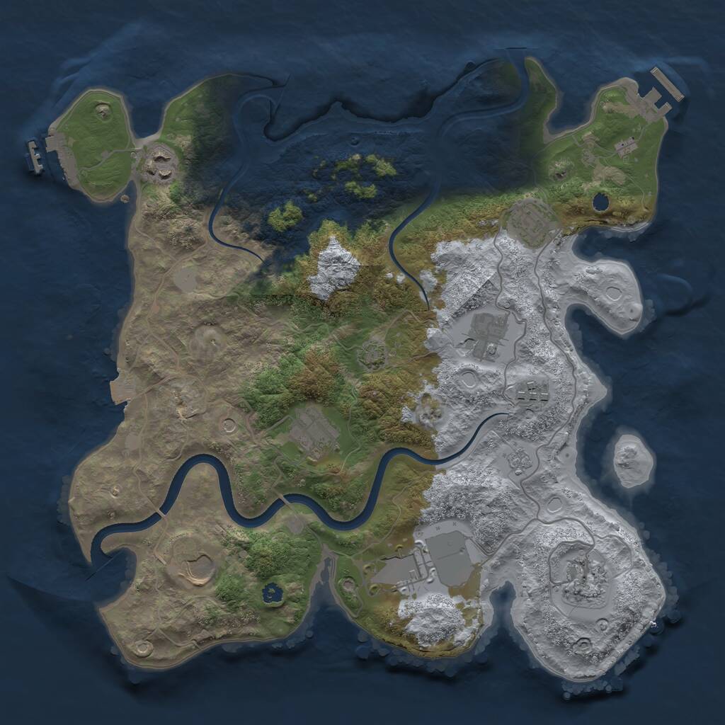 Rust Map: Procedural Map, Size: 3500, Seed: 1755154530, 14 Monuments