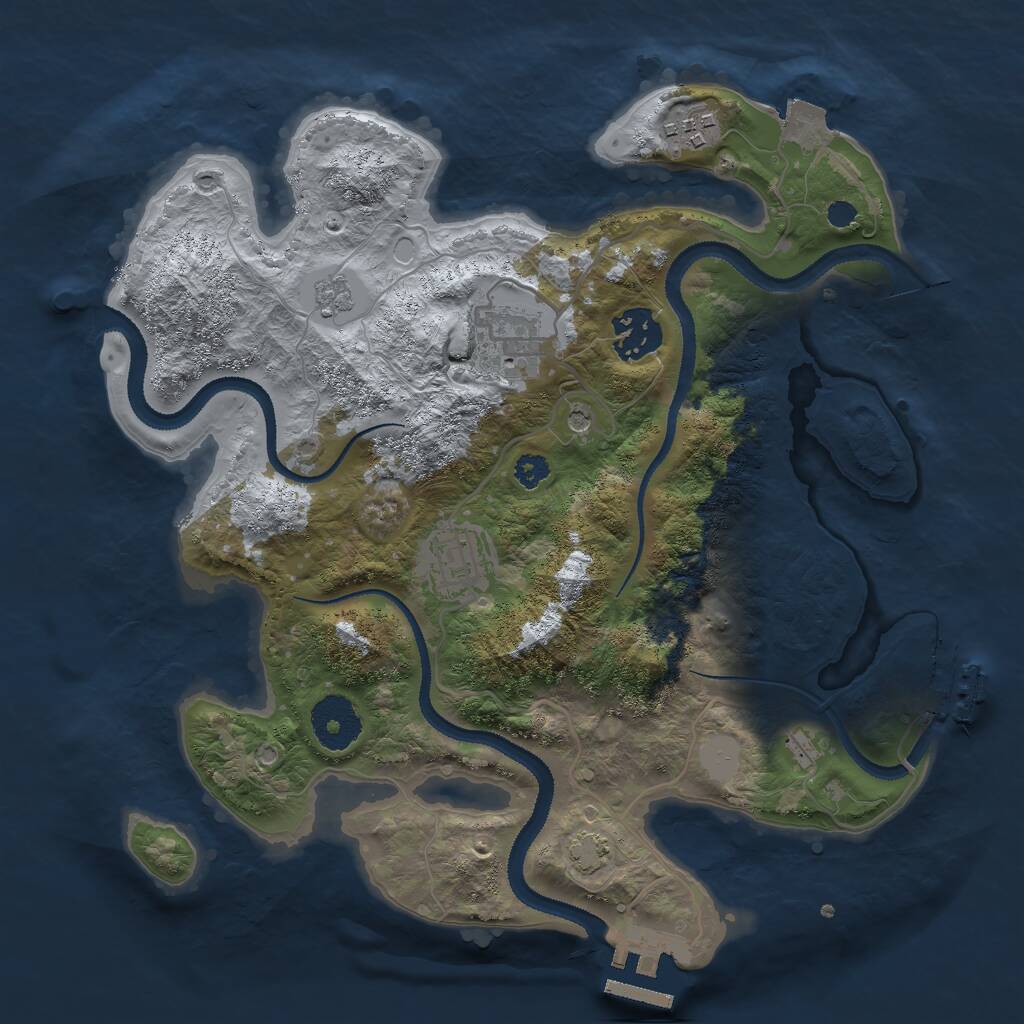 Rust Map: Procedural Map, Size: 3000, Seed: 732415232, 10 Monuments