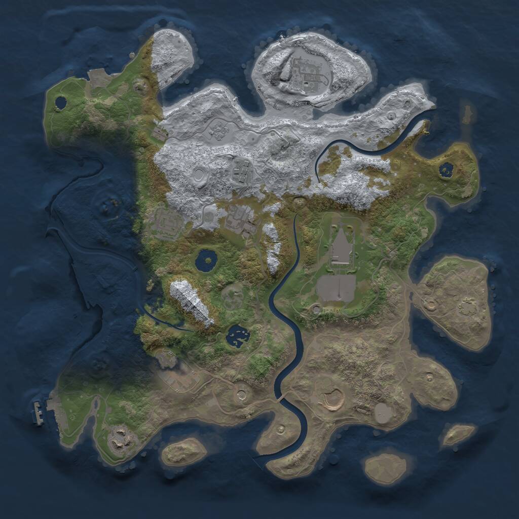 Rust Map: Procedural Map, Size: 3500, Seed: 816822039, 14 Monuments