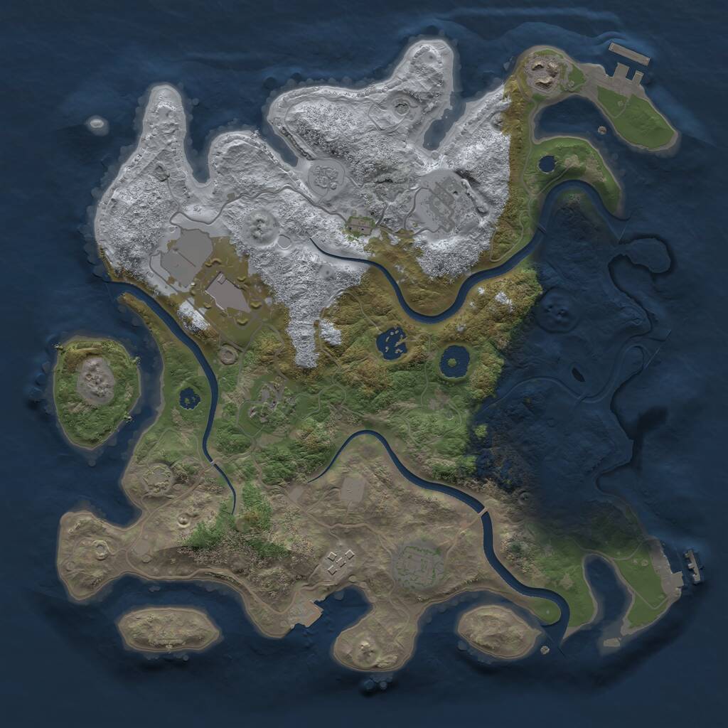 Rust Map: Procedural Map, Size: 3500, Seed: 1320090628, 13 Monuments