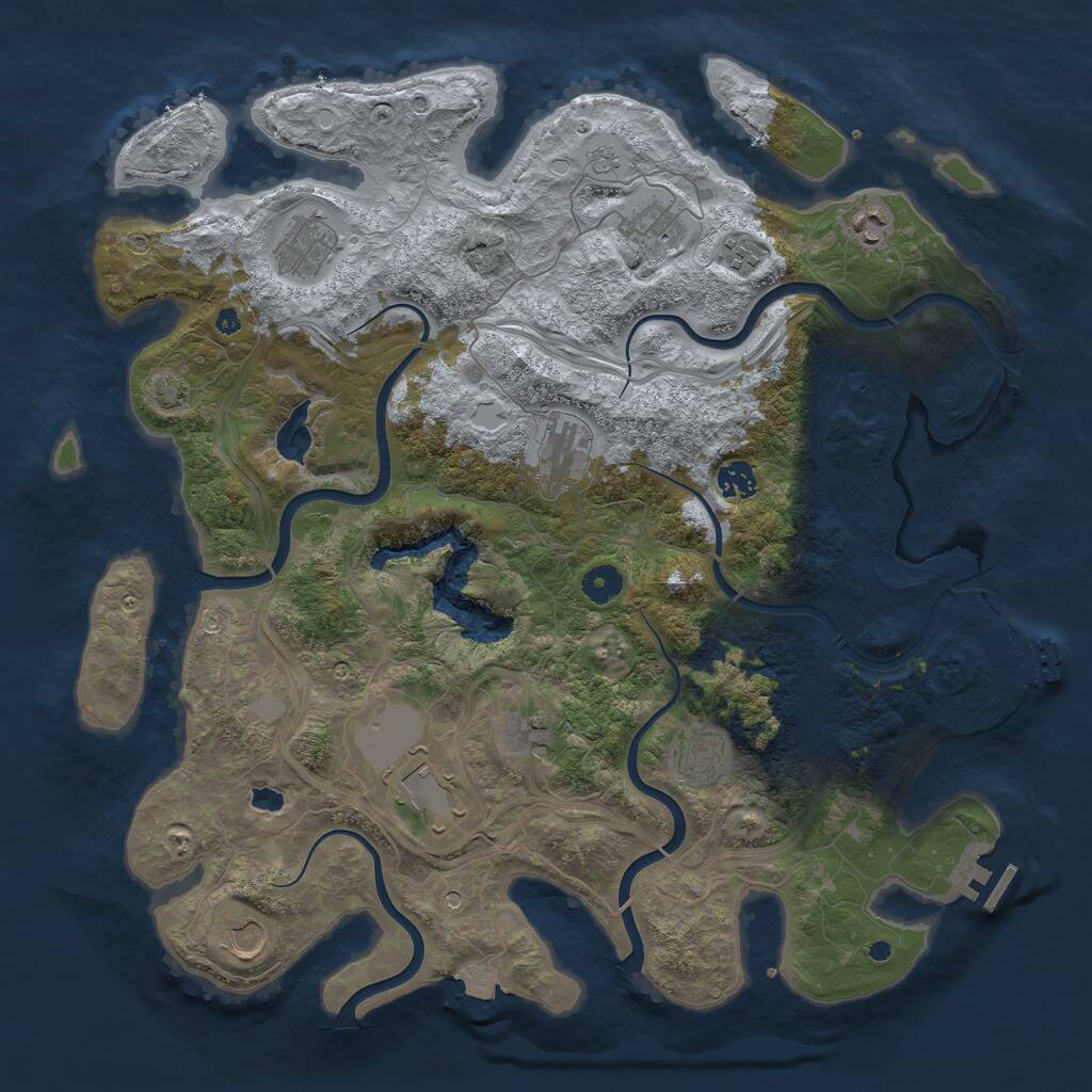 Rust Map: Procedural Map, Size: 4250, Seed: 290850751, 16 Monuments