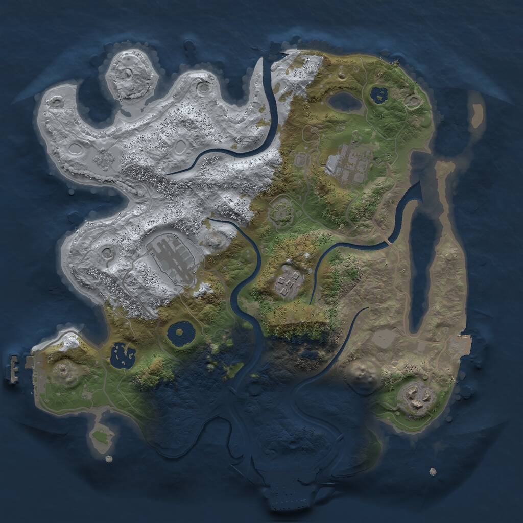 Rust Map: Procedural Map, Size: 3000, Seed: 64675107, 11 Monuments