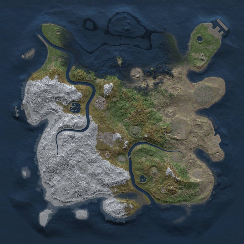 Rust Map: Procedural Map, Size: 3450, Seed: 1703005215, 12 Monuments