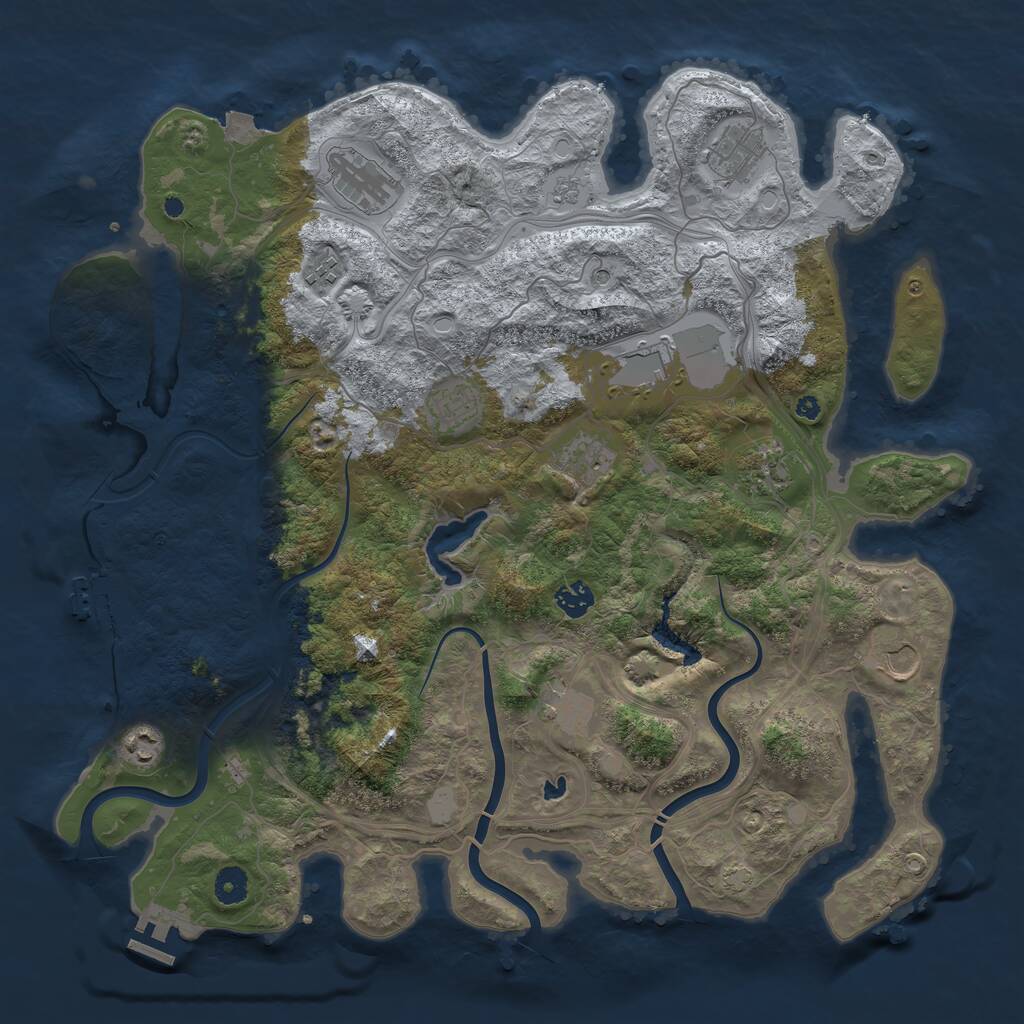 Rust Map: Procedural Map, Size: 4250, Seed: 571878069, 17 Monuments