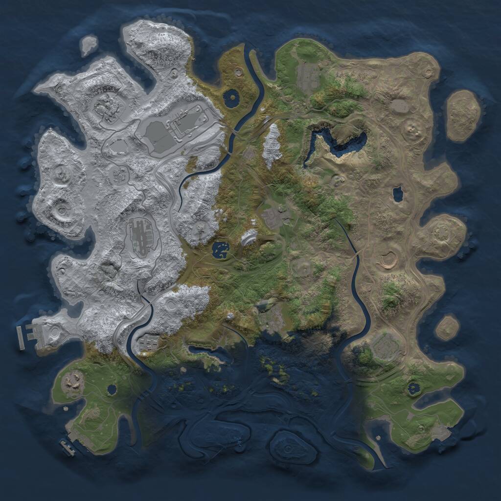 Rust Map: Procedural Map, Size: 4250, Seed: 1690150581, 17 Monuments