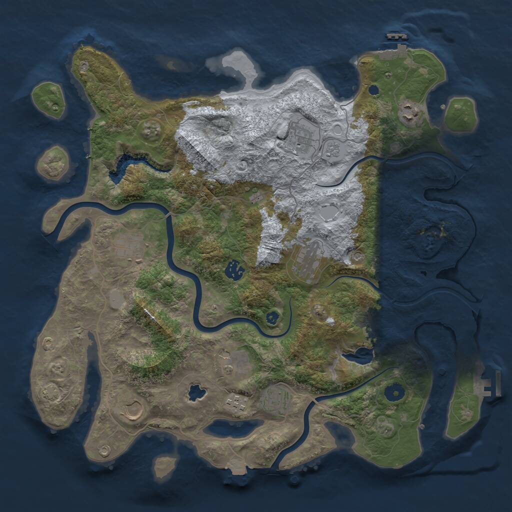 Rust Map: Procedural Map, Size: 4000, Seed: 2345678, 15 Monuments