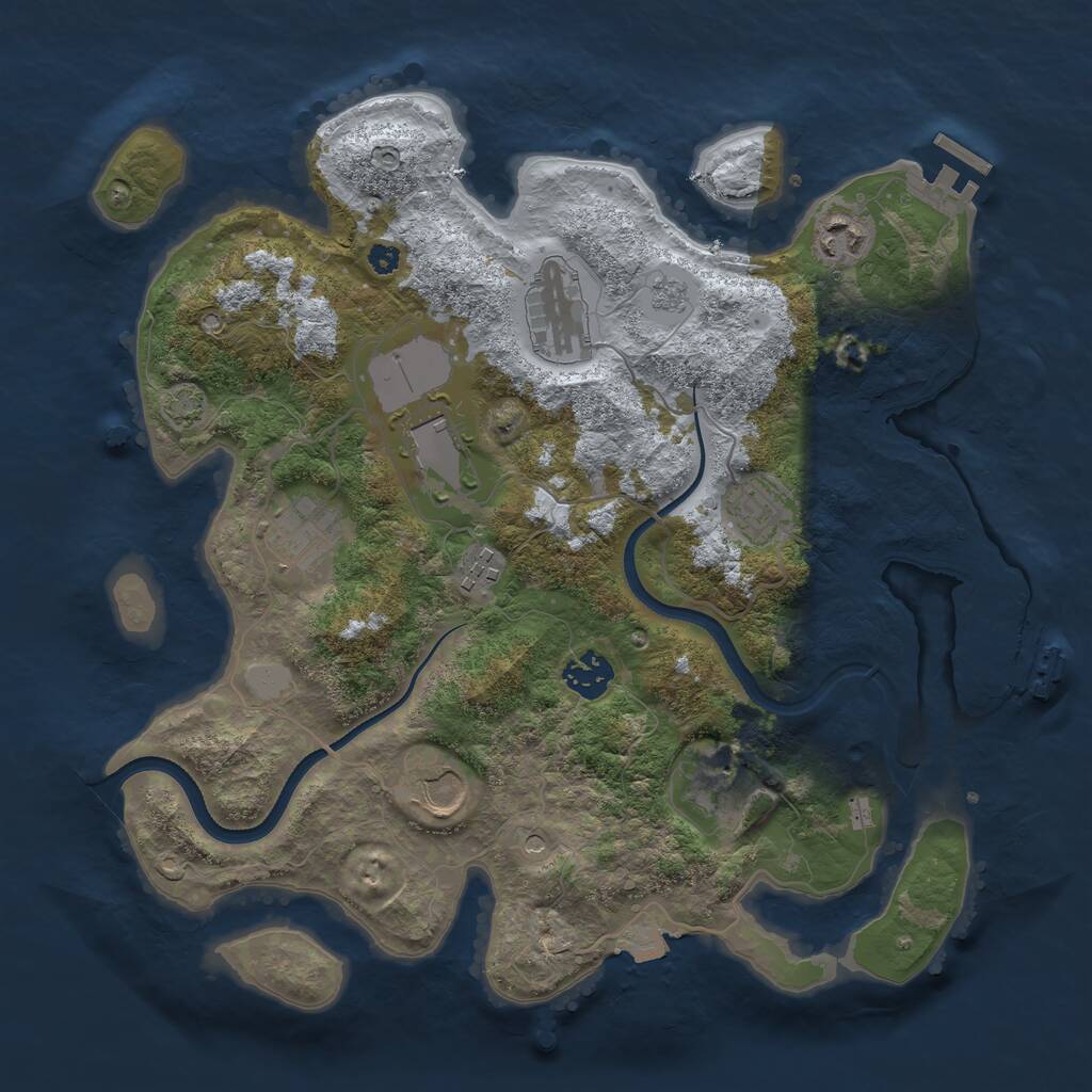 Rust Map: Procedural Map, Size: 3500, Seed: 183763085, 15 Monuments