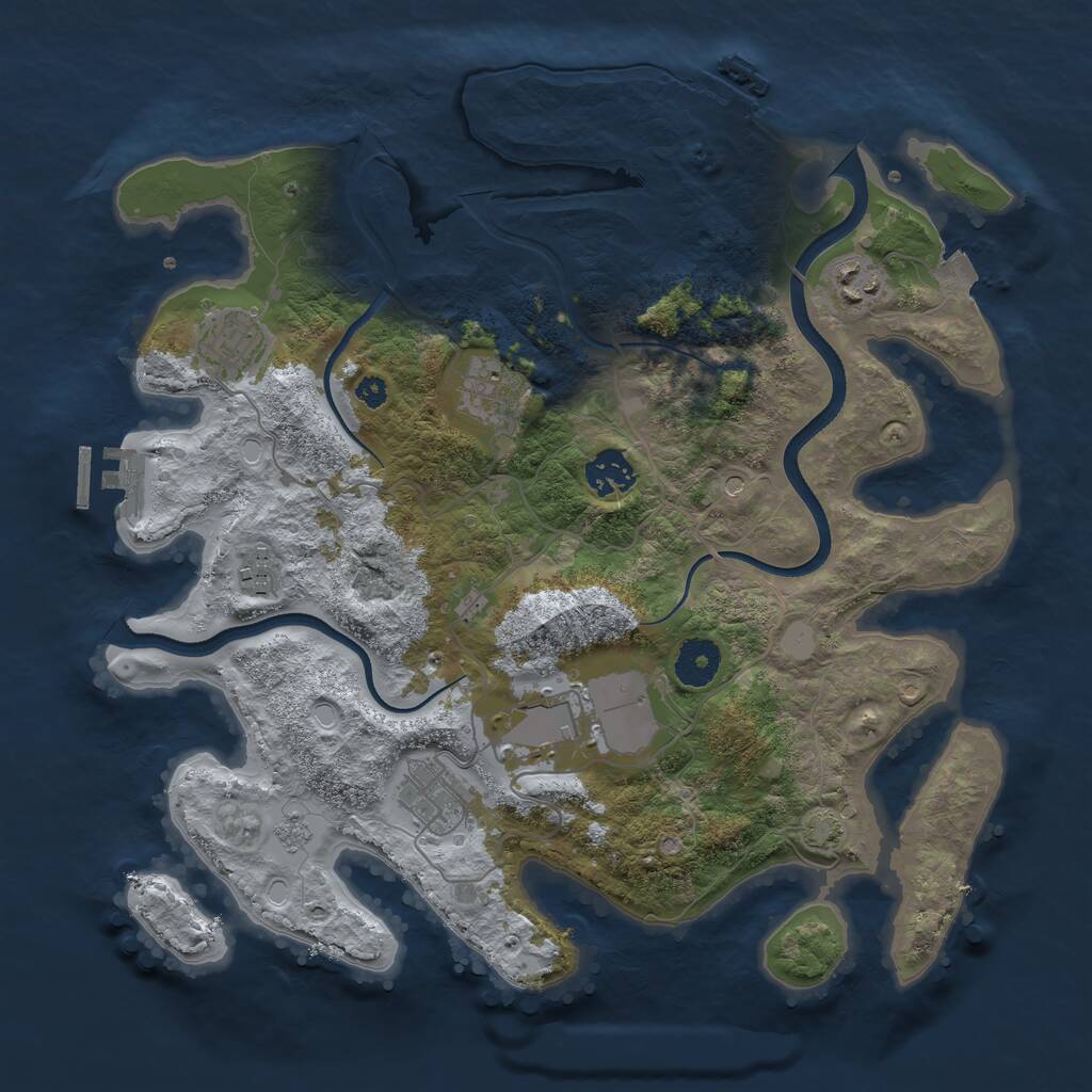 Rust Map: Procedural Map, Size: 3500, Seed: 2140704838, 13 Monuments