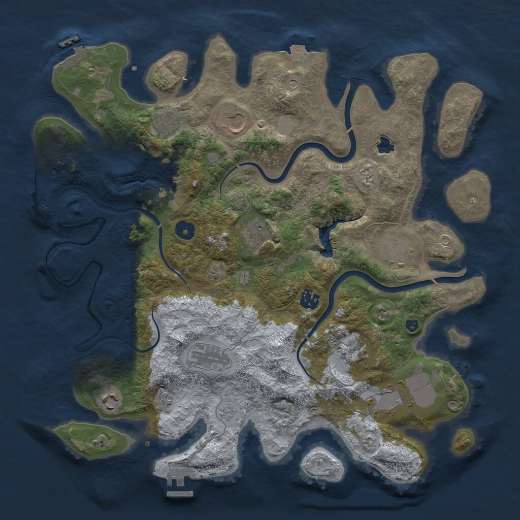 Rust Map: Procedural Map, Size: 4000, Seed: 421584976, 16 Monuments