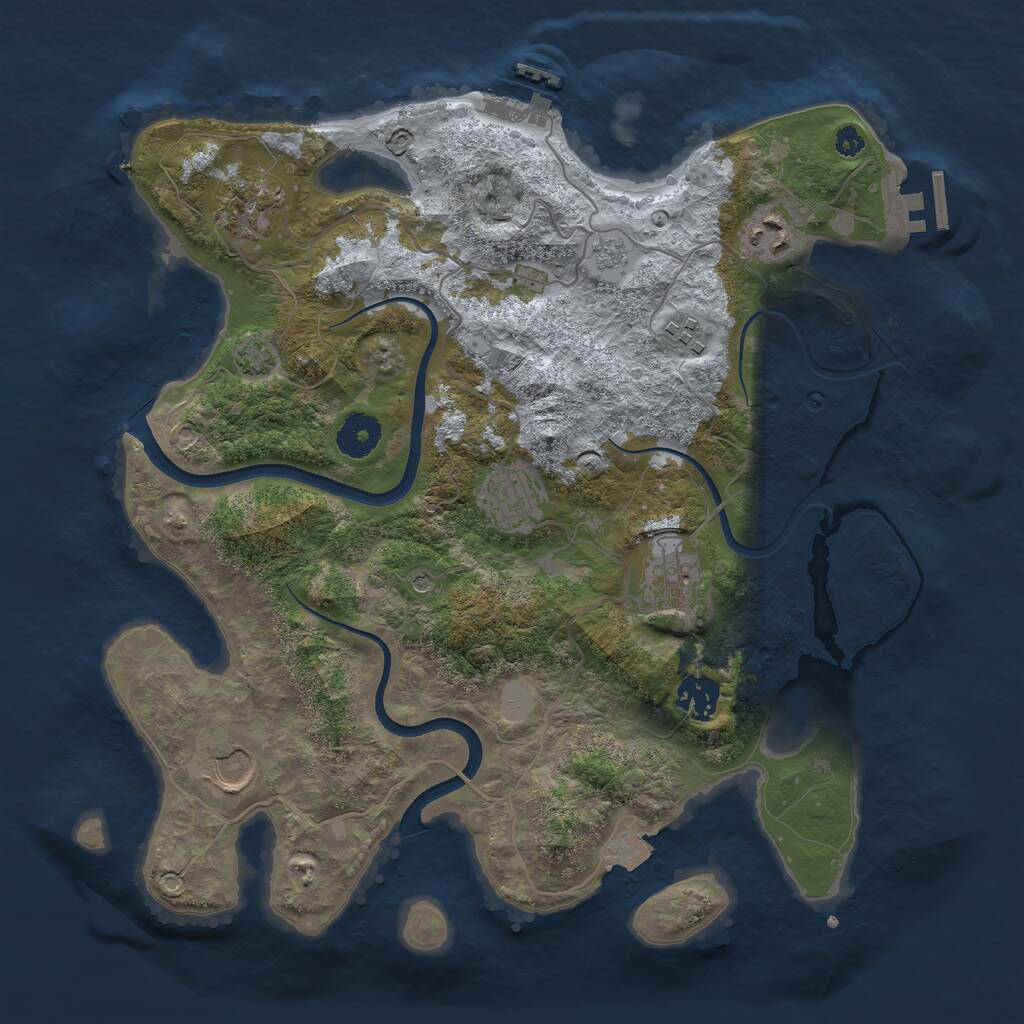 Rust Map: Procedural Map, Size: 3500, Seed: 76775447, 13 Monuments