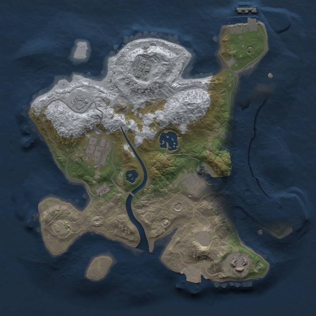 Rust Map: Procedural Map, Size: 2500, Seed: 1818476703, 11 Monuments