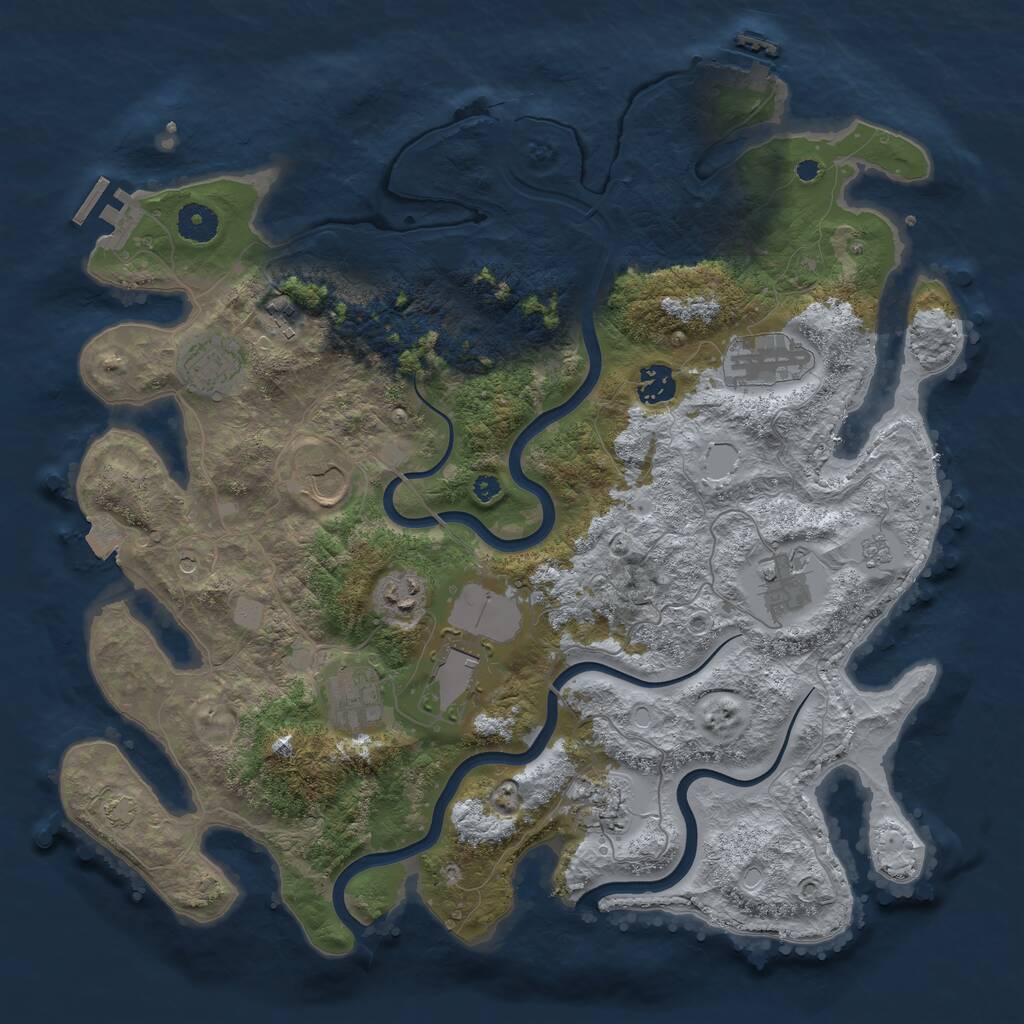 Rust Map: Procedural Map, Size: 3879, Seed: 1644486421, 16 Monuments