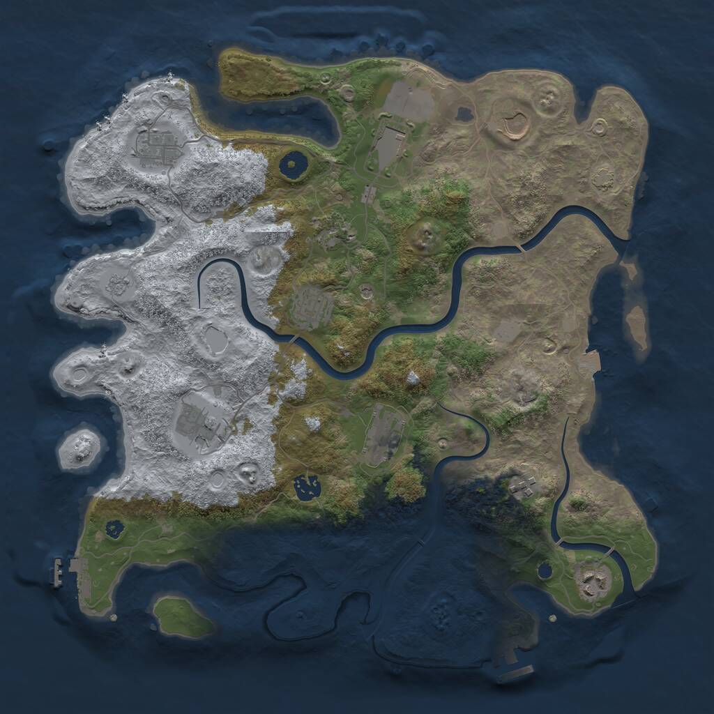 Rust Map: Procedural Map, Size: 3924, Seed: 354842266, 16 Monuments