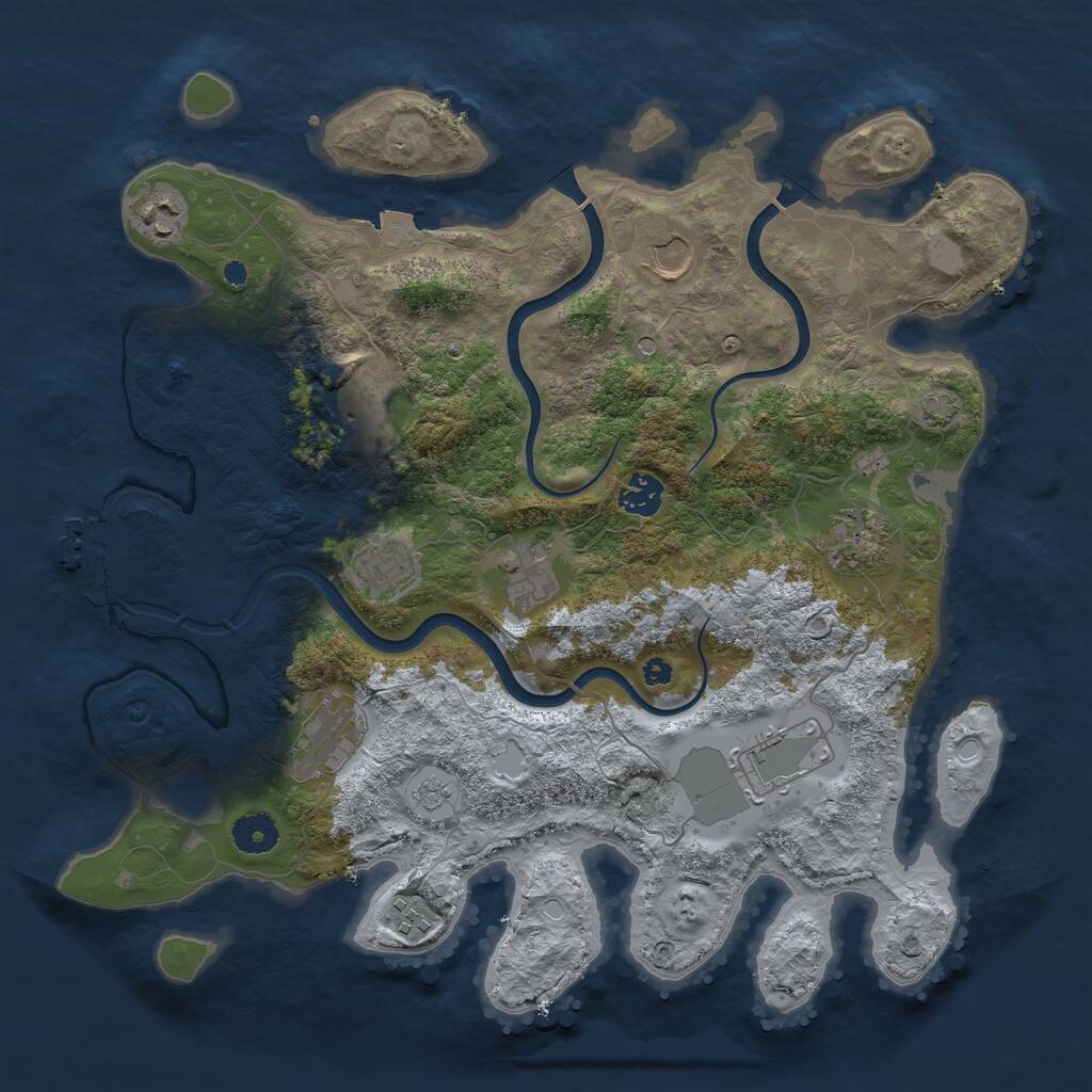 Rust Map: Procedural Map, Size: 3800, Seed: 12182025, 15 Monuments