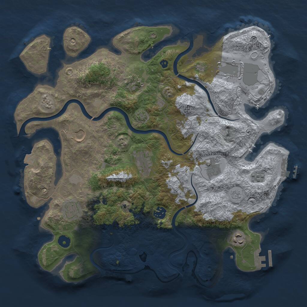Rust Map: Procedural Map, Size: 3750, Seed: 1033985595, 15 Monuments