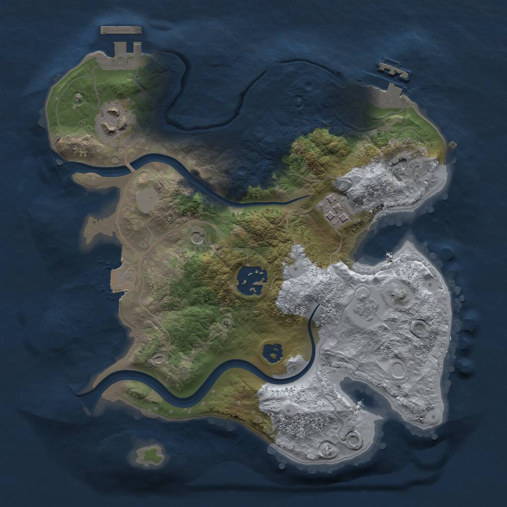 Rust Map: Procedural Map, Size: 2500, Seed: 421295970, 8 Monuments