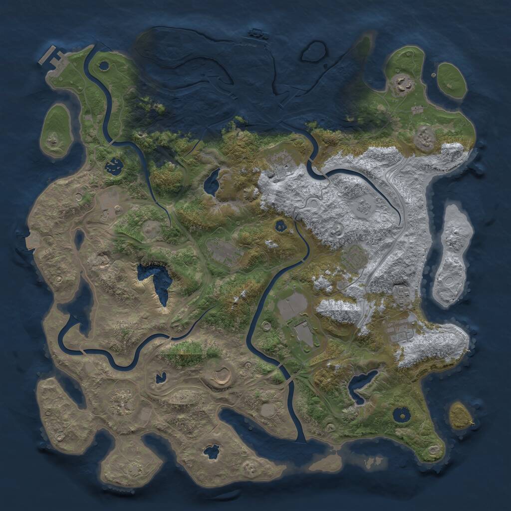 Rust Map: Procedural Map, Size: 4500, Seed: 343193745, 17 Monuments