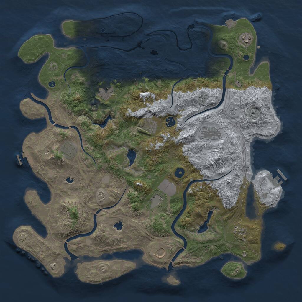 Rust Map: Procedural Map, Size: 4500, Seed: 332569144, 16 Monuments