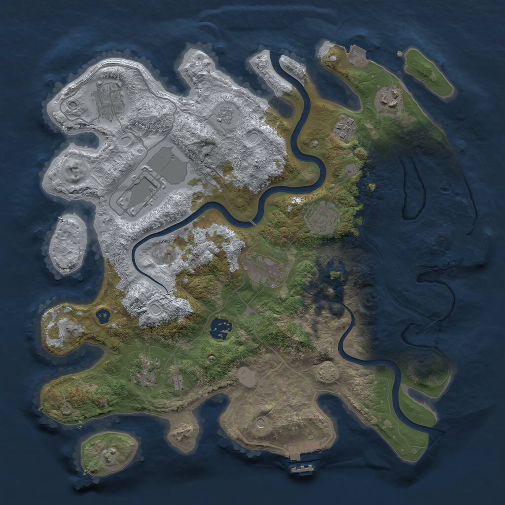Rust Map: Procedural Map, Size: 3500, Seed: 983240036, 14 Monuments