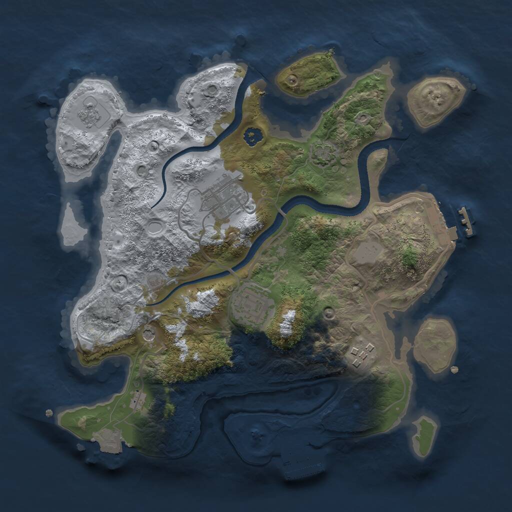 Rust Map: Procedural Map, Size: 2750, Seed: 1206857735, 9 Monuments