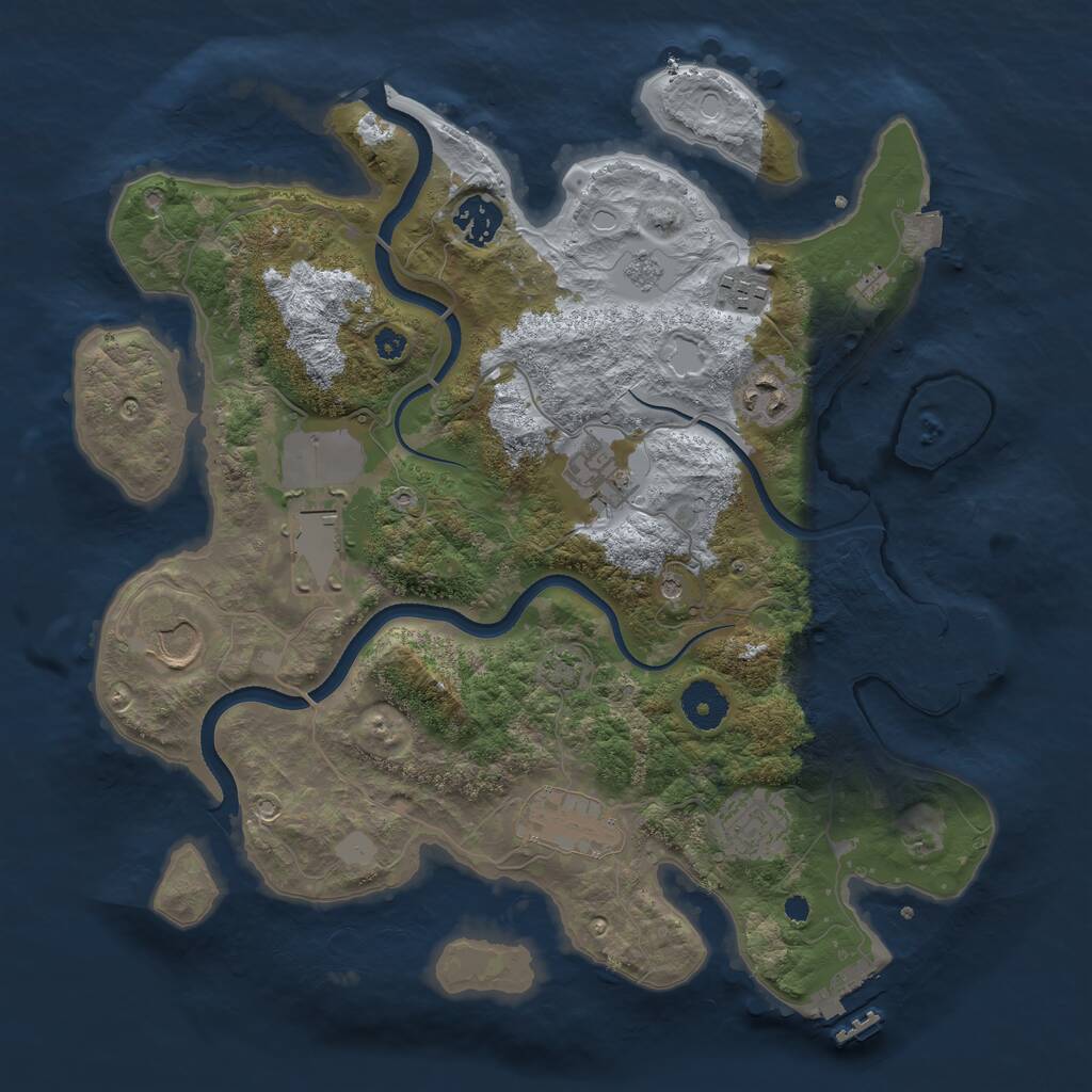 Rust Map: Procedural Map, Size: 3500, Seed: 10680582, 14 Monuments