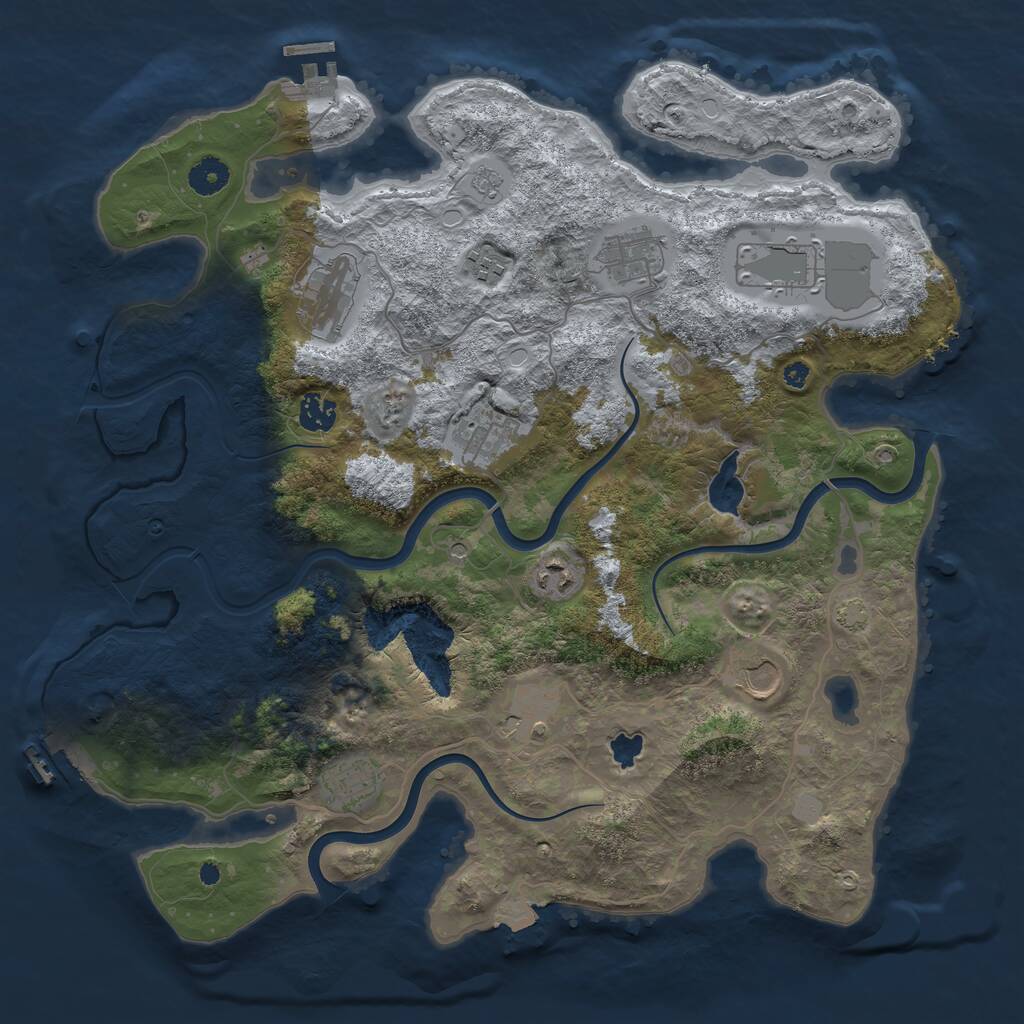 Rust Map: Procedural Map, Size: 4000, Seed: 12251225, 16 Monuments