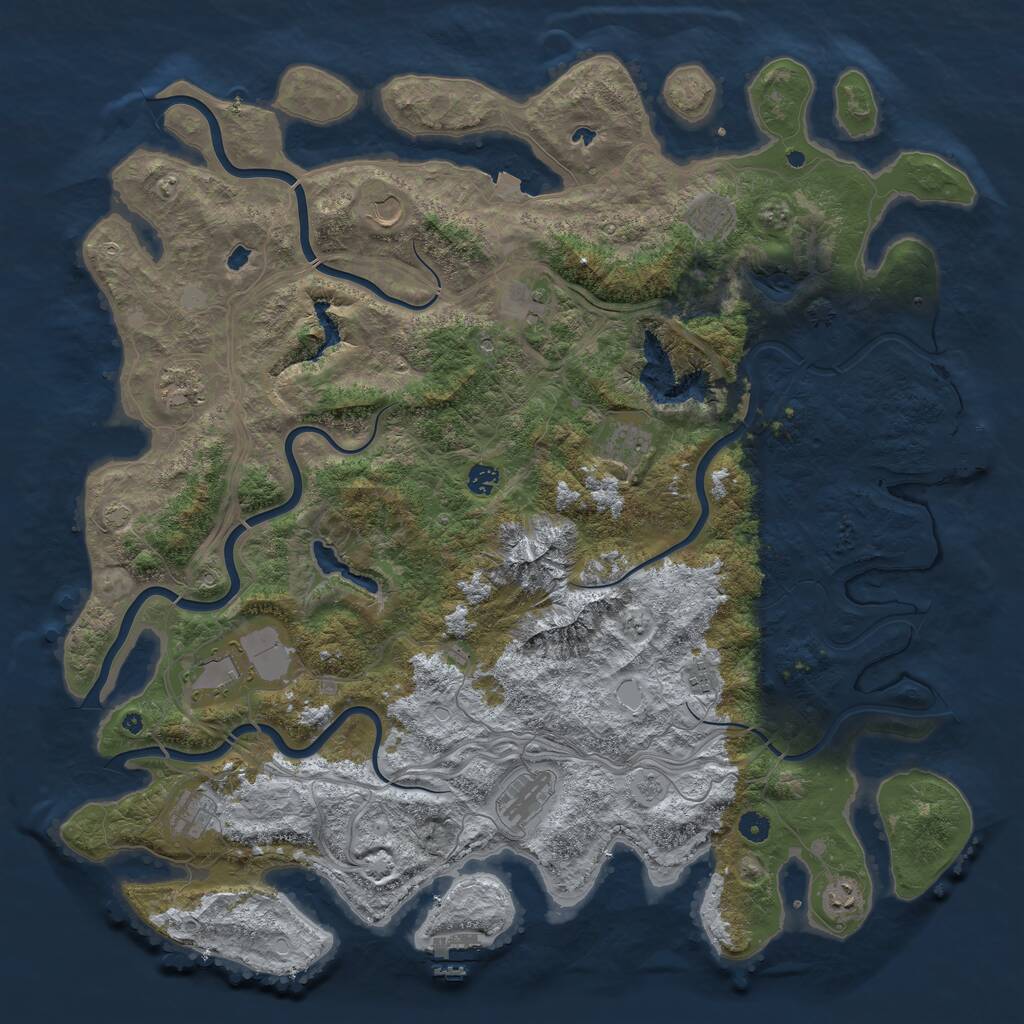 Rust Map: Procedural Map, Size: 5000, Seed: 213267, 17 Monuments