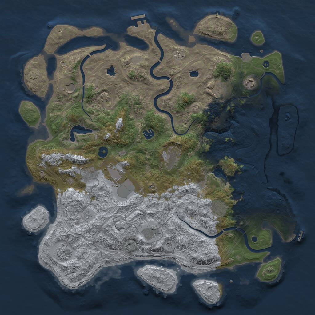 Rust Map: Procedural Map, Size: 4500, Seed: 232119591, 17 Monuments