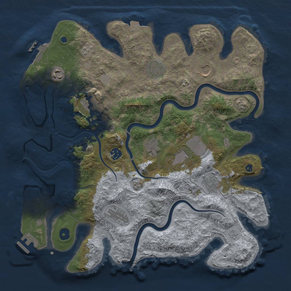 Rust Map: Procedural Map, Size: 3800, Seed: 45609384, 16 Monuments