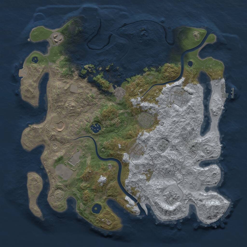 Rust Map: Procedural Map, Size: 3800, Seed: 429735884, 16 Monuments