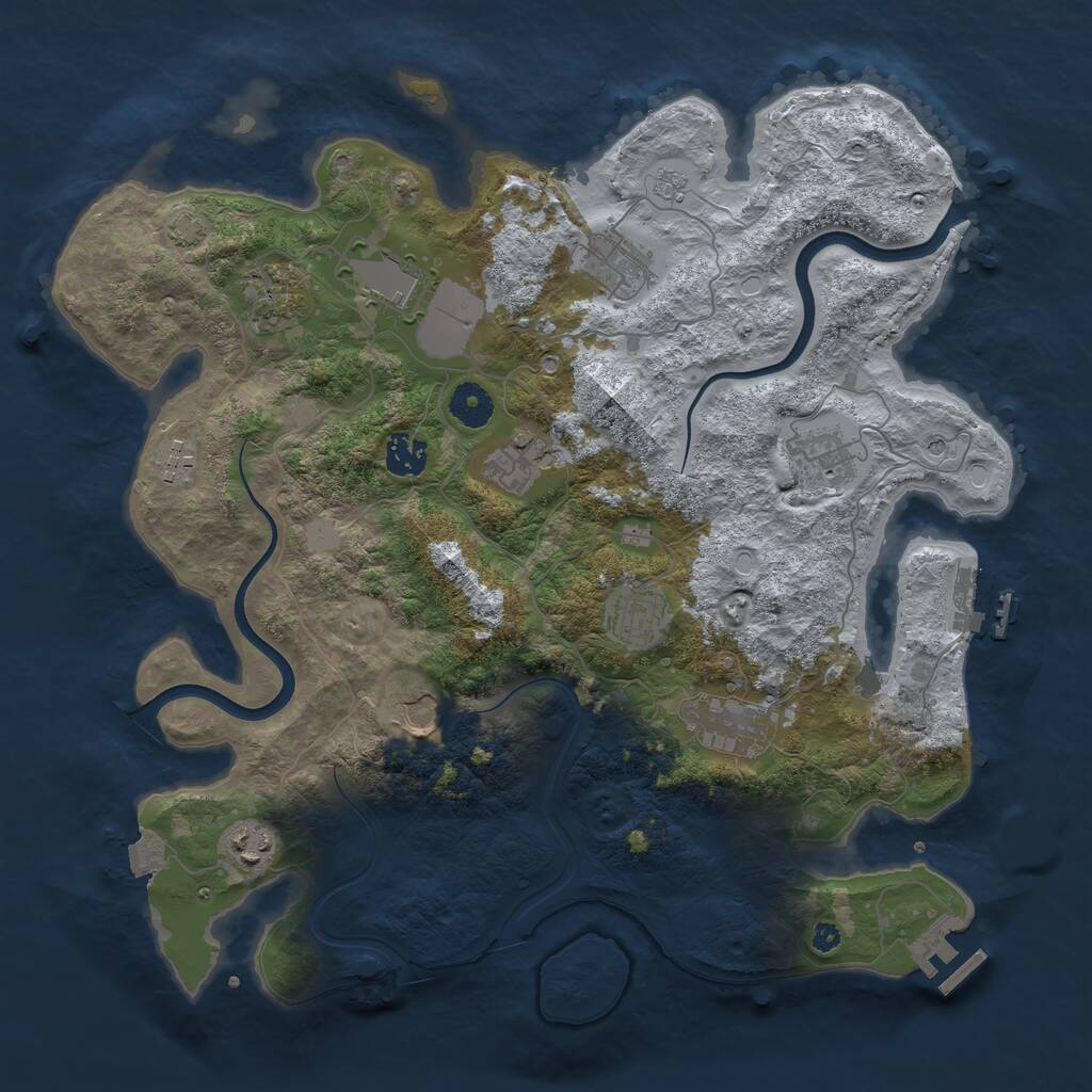 Rust Map: Procedural Map, Size: 3800, Seed: 906857751, 17 Monuments