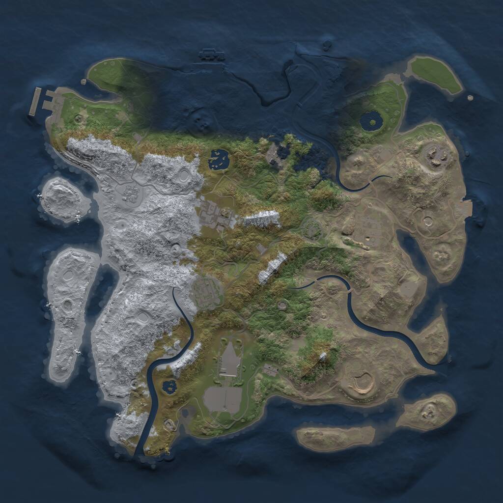 Rust Map: Procedural Map, Size: 3500, Seed: 504919942, 14 Monuments