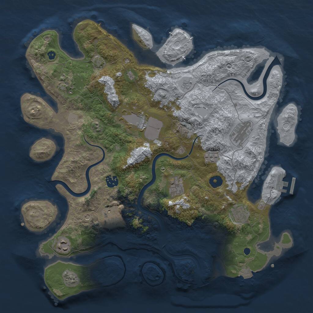 Rust Map: Procedural Map, Size: 3750, Seed: 2123492561, 14 Monuments