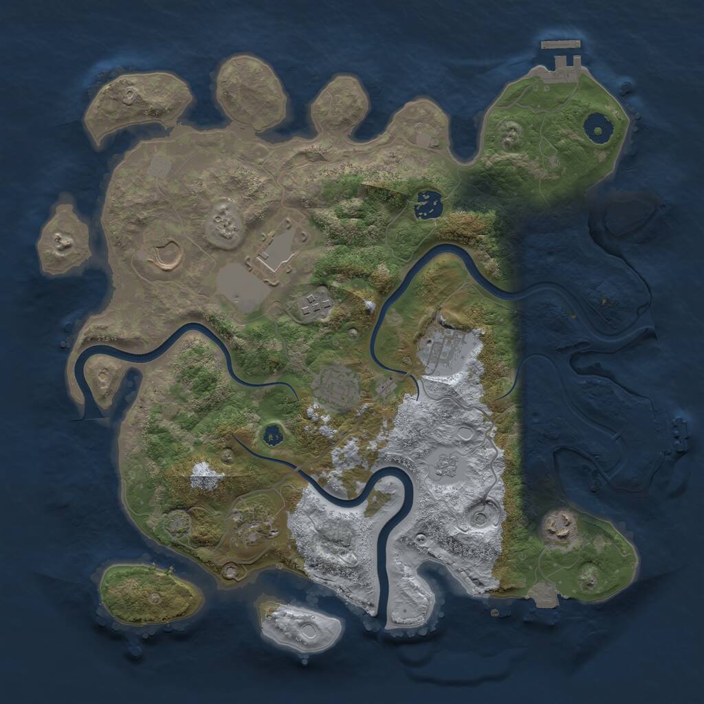 Rust Map: Procedural Map, Size: 3600, Seed: 13691809, 14 Monuments