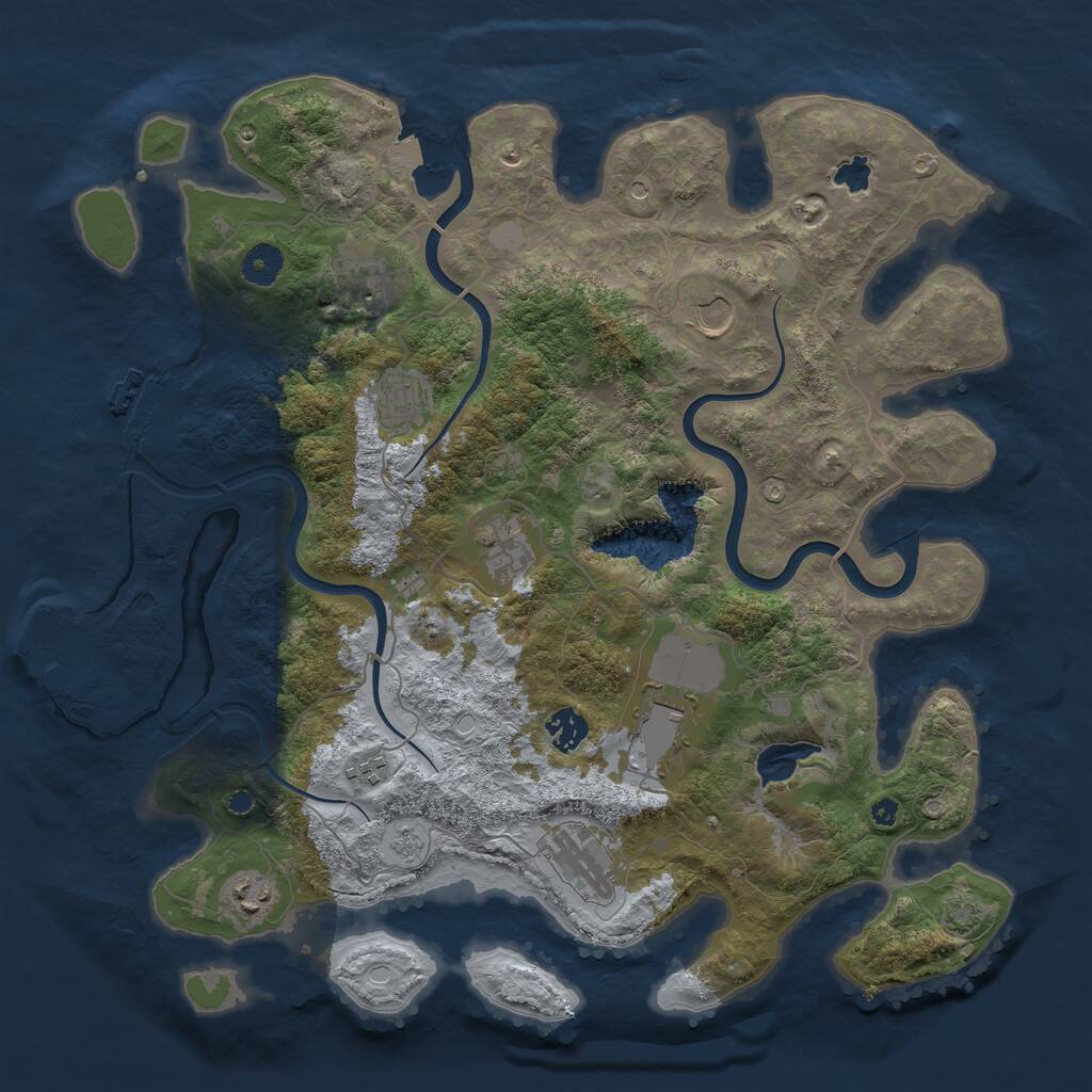 Rust Map: Procedural Map, Size: 4000, Seed: 666999, 15 Monuments