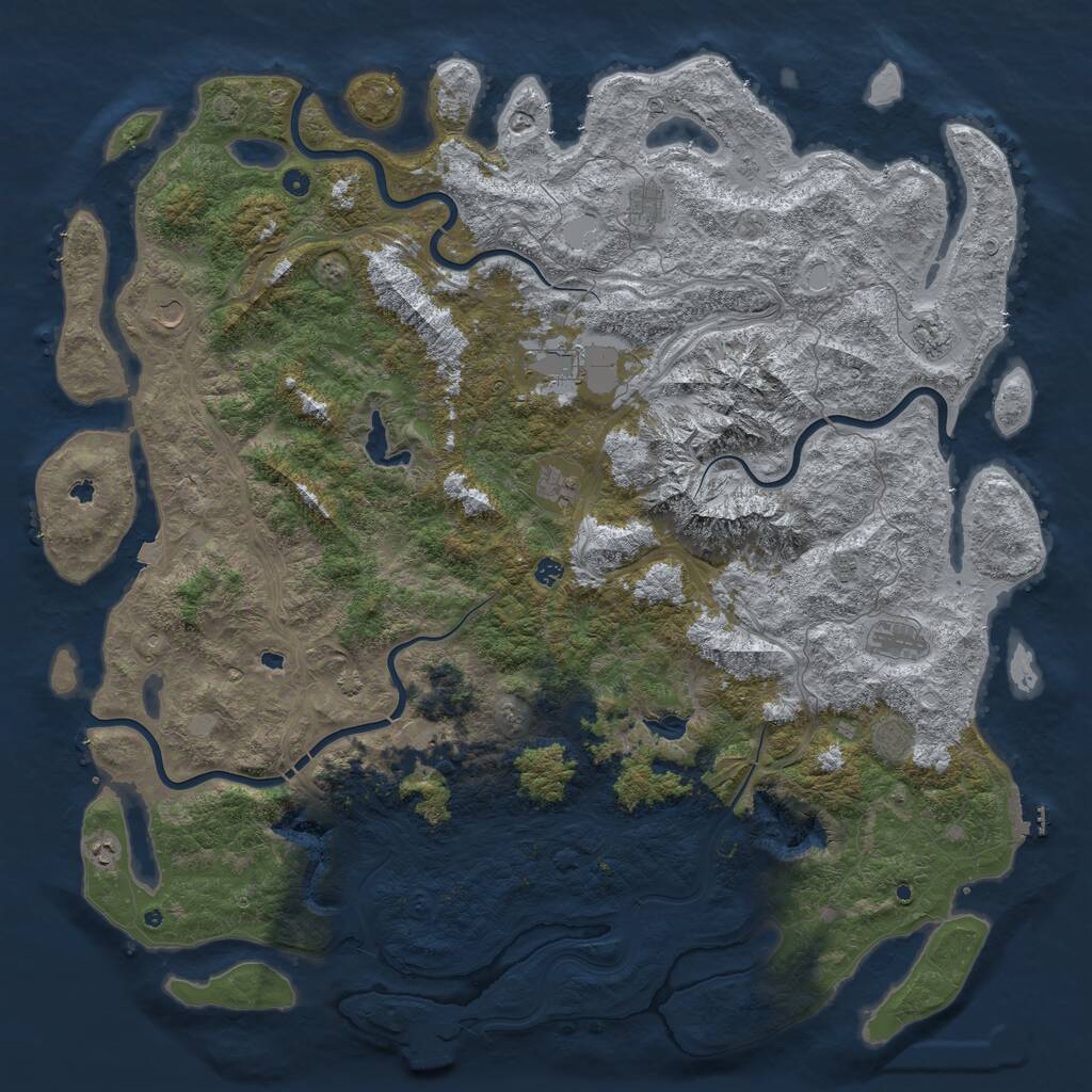 Rust Map: Procedural Map, Size: 6000, Seed: 110824958, 17 Monuments