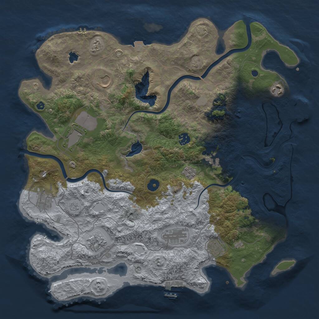 Rust Map: Procedural Map, Size: 4000, Seed: 46352573, 16 Monuments