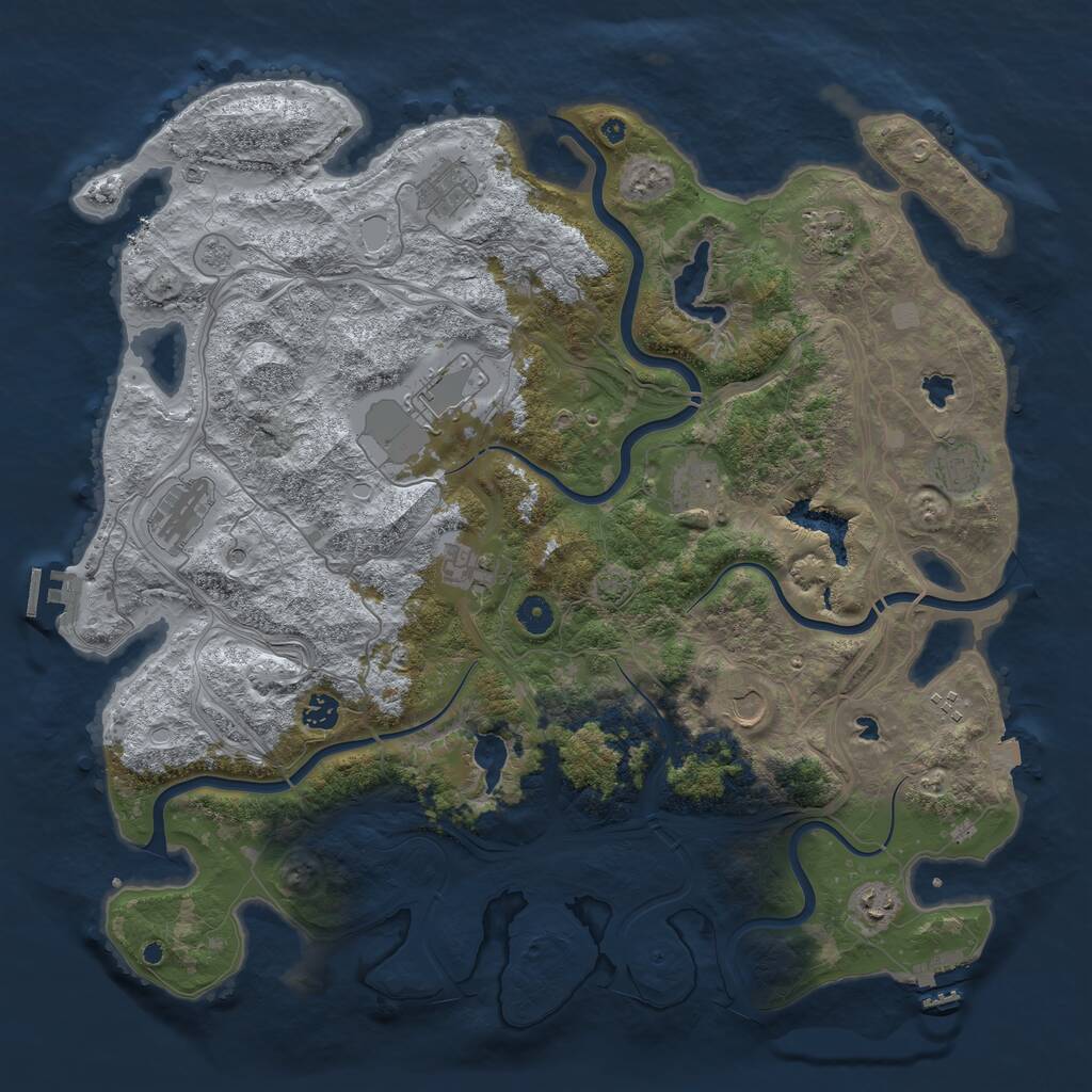 Rust Map: Procedural Map, Size: 4500, Seed: 1962764132, 17 Monuments