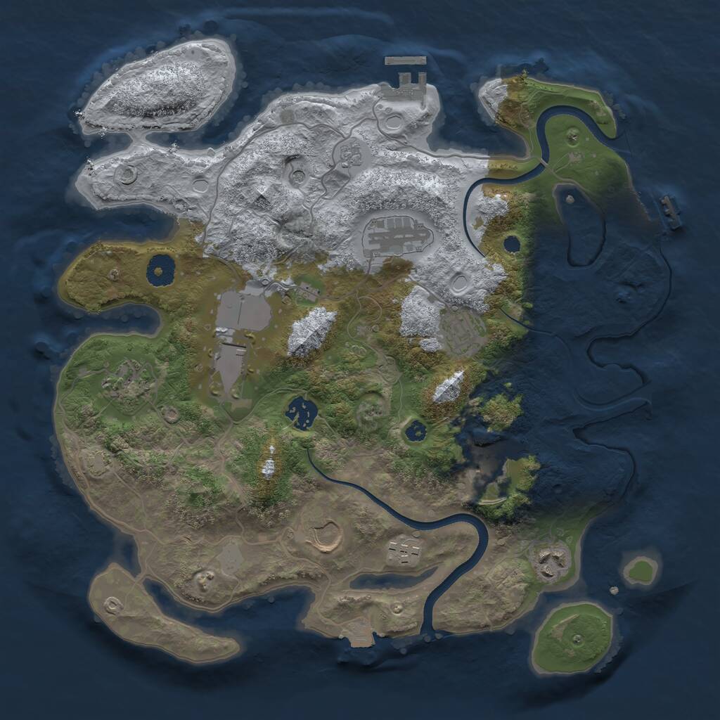 Rust Map: Procedural Map, Size: 3500, Seed: 1713561252, 15 Monuments