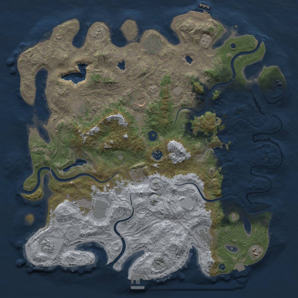 Rust Map: Procedural Map, Size: 4500, Seed: 304735043, 16 Monuments