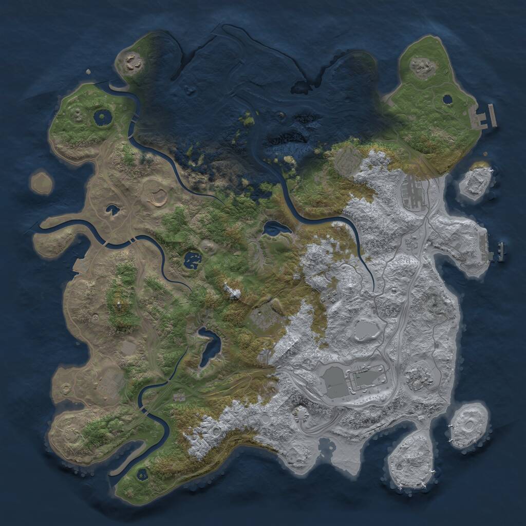 Rust Map: Procedural Map, Size: 4500, Seed: 61347086, 16 Monuments