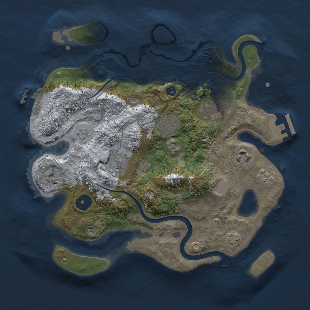 Rust Map: Procedural Map, Size: 3000, Seed: 3412689, 11 Monuments
