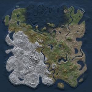 Thumbnail Rust Map: Procedural Map, Size: 5000, Seed: 1766145706, 15 Monuments